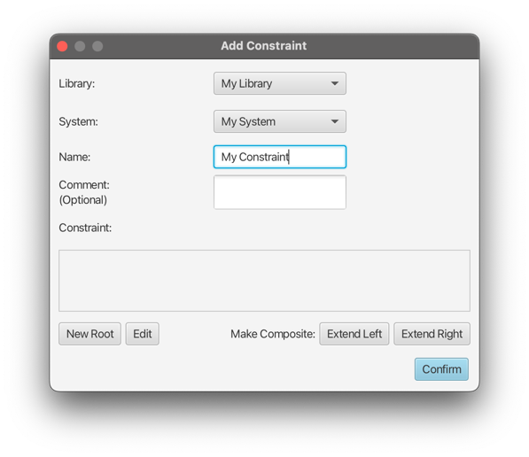 Add Constraint dialog window