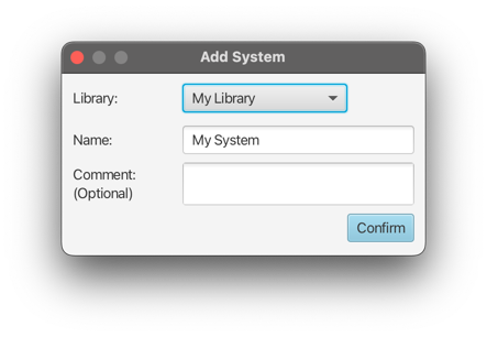 Add System dialog window