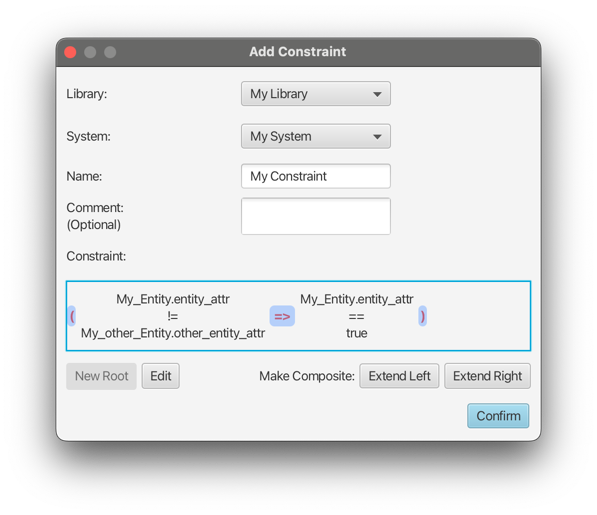 Add Constraint dialog window with composite constraint selected