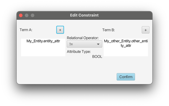 Edit simple constraint popup window