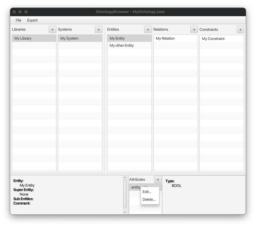Edit attribute context menu
