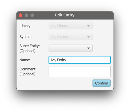 Edit library popup window