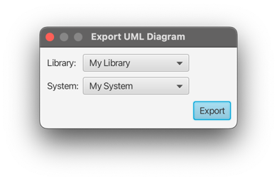 Export UML diagram popup window